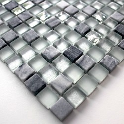 Mosaique carrelage verre 1 plaque NOIR MIX