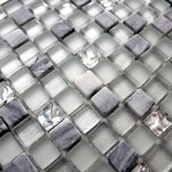 Mosaique carrelage verre 1 plaque NOIR MIX