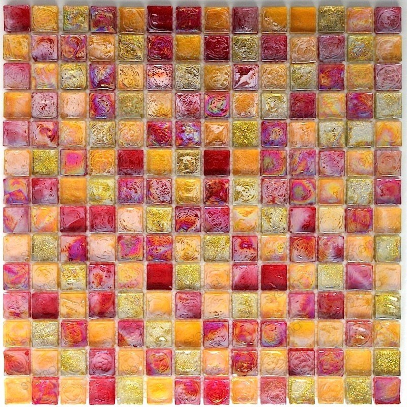 Tile mosaic glass shower bathroom and backsplash Arezo Orange
