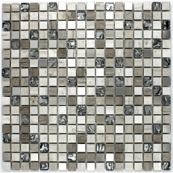 Mosaique carrelage inox et pierre 1 plaque ALLEGRO