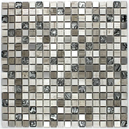 Mosaique carrelage inox et pierre 1 plaque ALLEGRO
