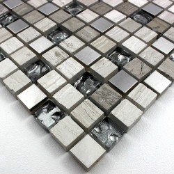 Mosaique carrelage verre 1 plaque NOIR MIX