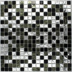 Mosaique carrelage verre 1 plaque NOIR MIX