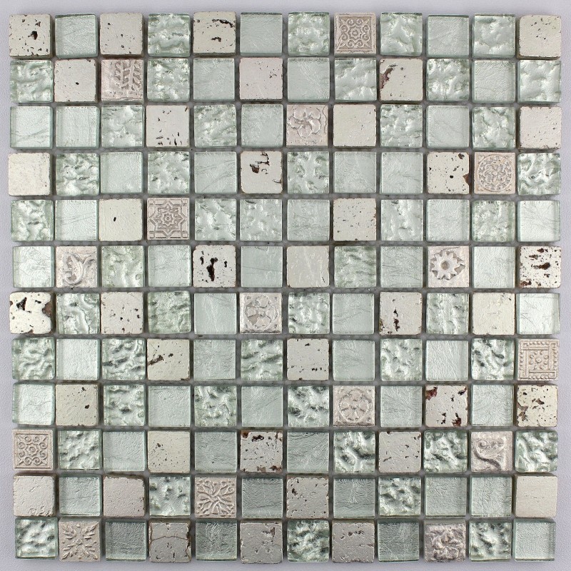 carrelage pierre et verre mosaique METALLIC SILVER