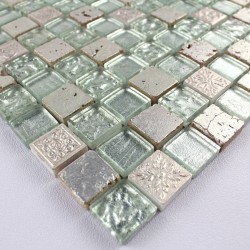 carrelage pierre et verre mosaique METALLIC SILVER