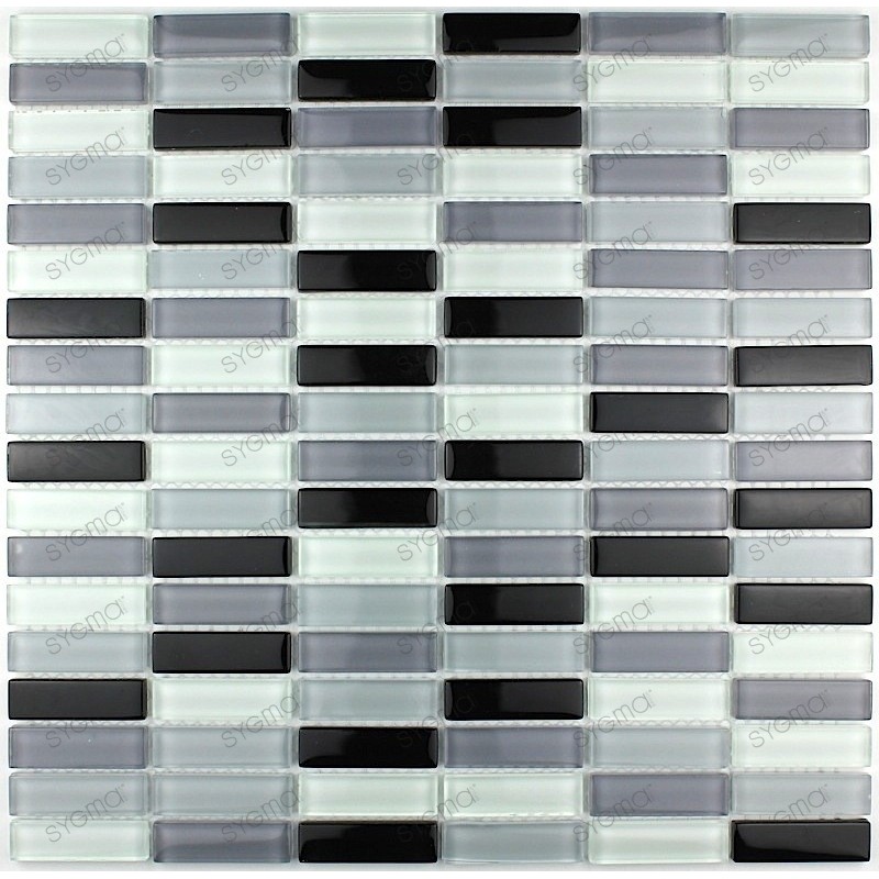 mosaico de vidrio cocina y bano modelo Rectangular Negro