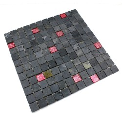 Carrelage mosaique verre et pierre ardoise ALLURE ROUGE