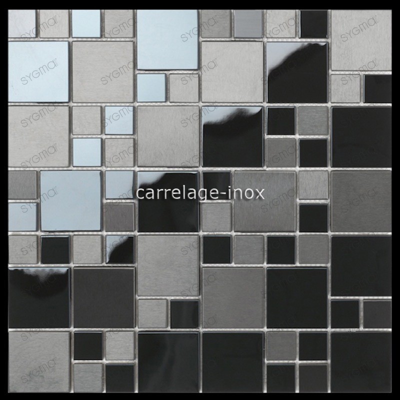 Tile mosaic stainless steel backsplash black kitchen Eska