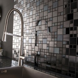 Tile mosaic stainless steel backsplash black kitchen Eska