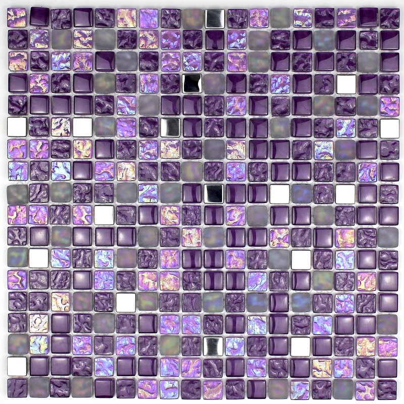 Mosaique carrelage verre 1 plaque NOIR MIX Mosaique carrelage verre 1 plaque NOIR MIX