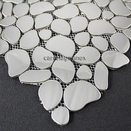 Mosaico en acero inoxydable cocina baño modelo GALET MIROIR Mosaico en acero inoxydable cocina baño modelo GALET MIROIR