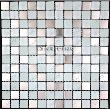 mosaico acero inoxidable y vidrio cocina ducha doblo blanc