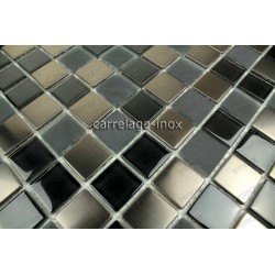 mosaico acero inoxidable y vidrio cocina ducha doblo noir