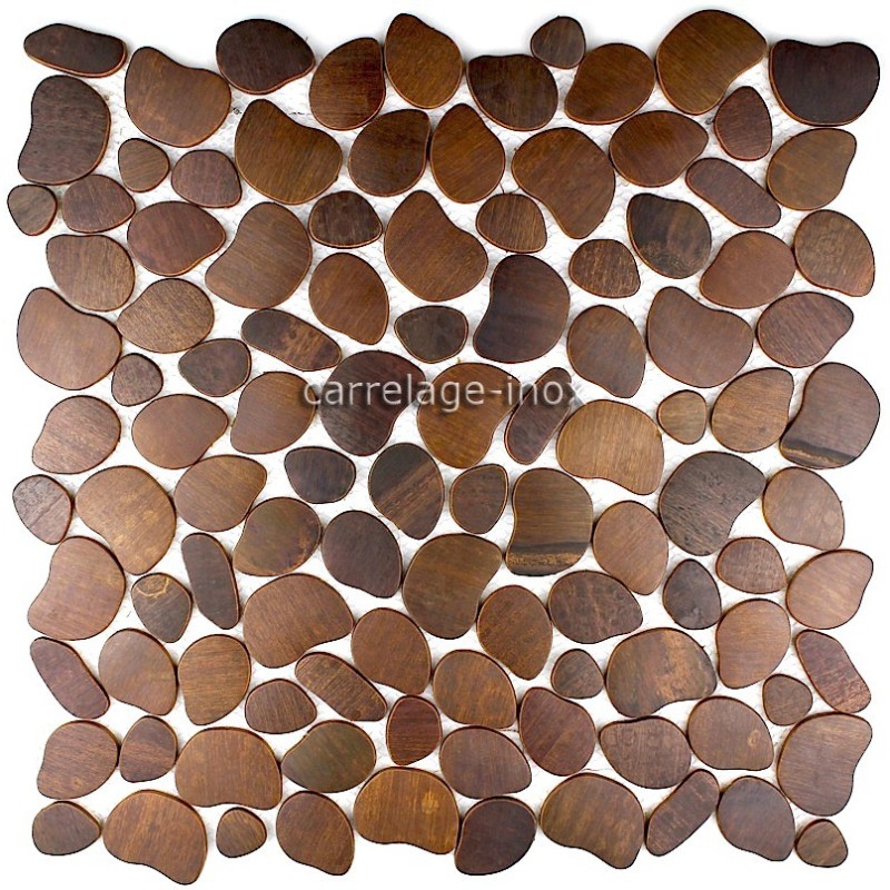 mosaico acero inoxidable cocina ducha galet cuivre vieilli