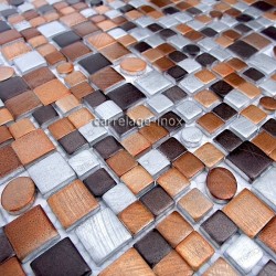 mosaico aluminio frente cocina ducha baño cm-trendy-marron