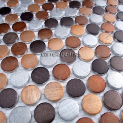 mosaico aluminio frente cocina ducha baño cm-circle-marron