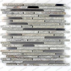 Mosaique carrelage pierre et inox 1 plaque RADUS