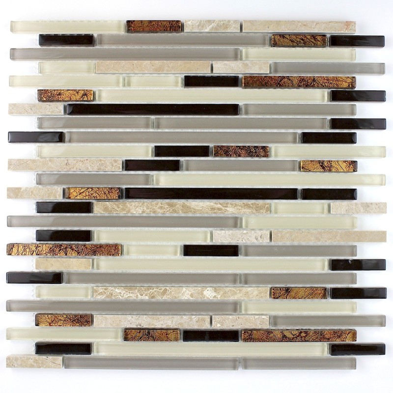 Mosaique carrelage verre 1 plaque NOIR MIX