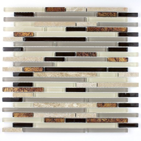 Mosaique carrelage verre 1 plaque NOIR MIX