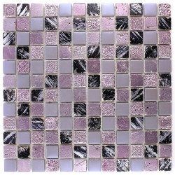 Mosaique carrelage verre 1 plaque NOIR MIX