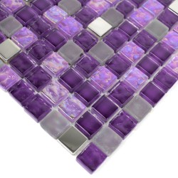 mosaique verre et inox modèle HARRIS VIOLET