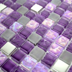 mosaique verre et inox modèle HARRIS VIOLET