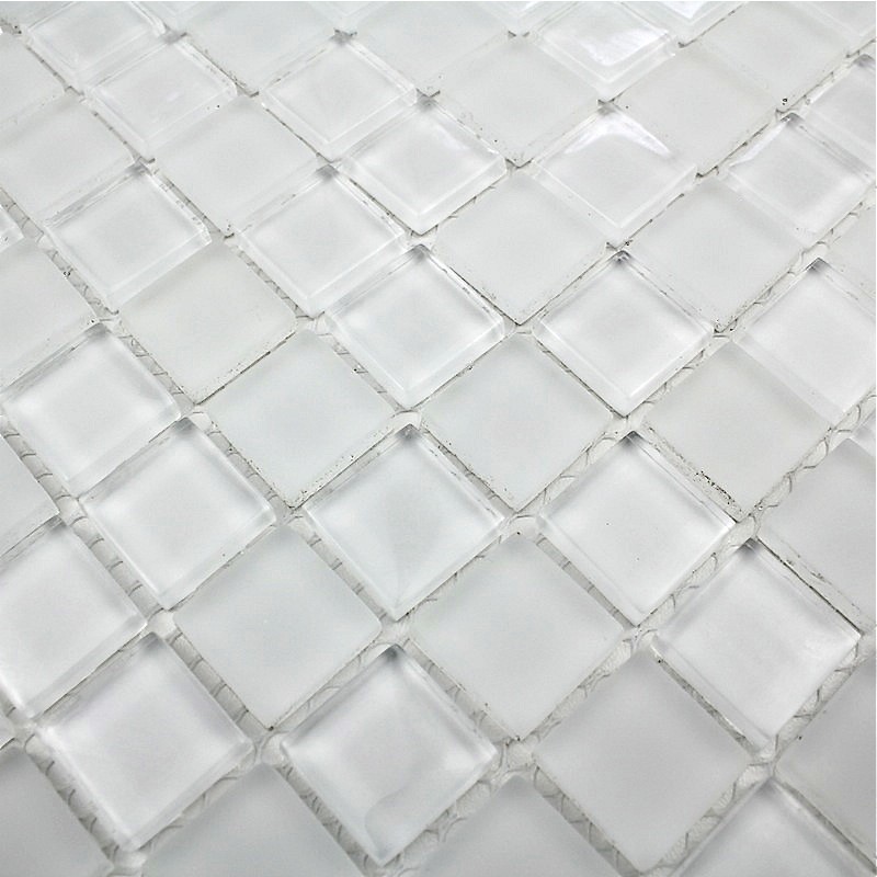 salle de bain mosaique de verre modèle 1m-damierblanc