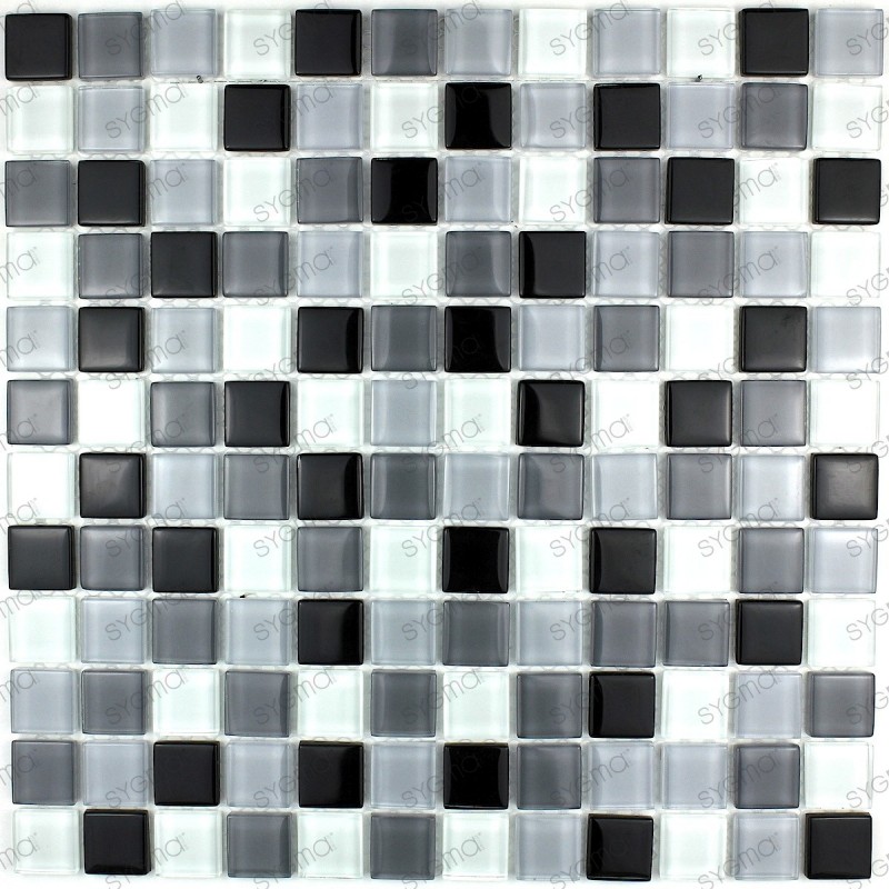 Mosaic tiles glass bathroom shower noir-mix
