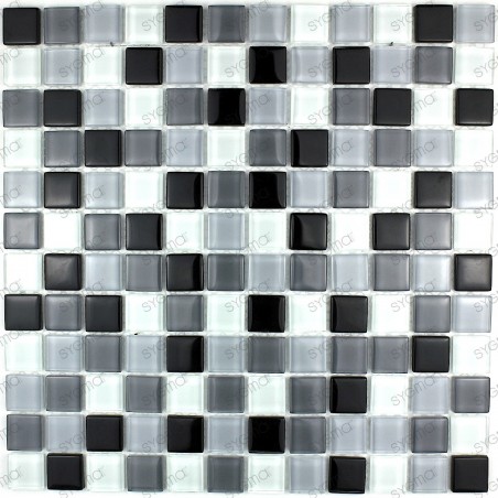 Mosaique carrelage verre salle de bain douche noir-mix