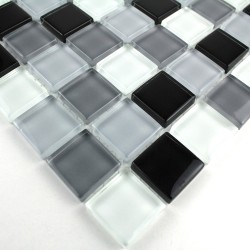 Mosaique carrelage verre salle de bain douche noir-mix