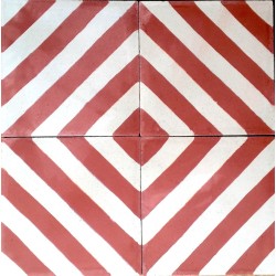 carreaux ciment 1m mur et sol modele chevron-rouge