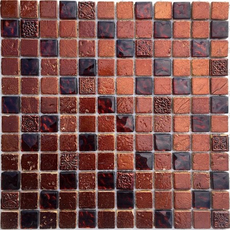Tile mosaic glass and stone METALLIC-MARRON