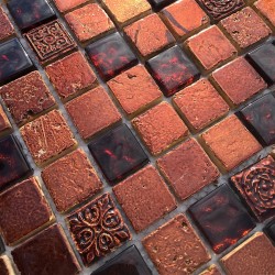 Tile mosaic glass and stone METALLIC MARRON