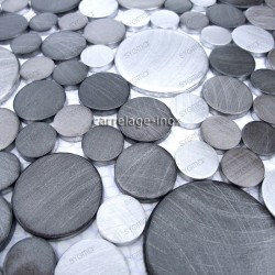 Plaque mosaique aluminium pour credence cuisine sdb et douche 1m loop gris