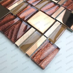 Mosaique aluminium et verre pour mur mv-glit