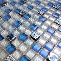Mosaique bleu de verre et pierre mp-eaton
