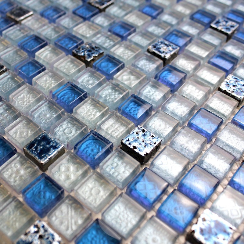 Mosaique bleu de verre et pierre mp-eaton