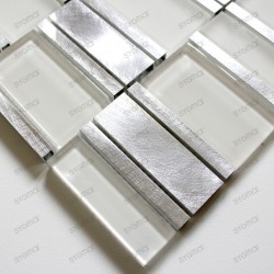 mosaico aluminio frente cocina ducha baño Albi Blanc