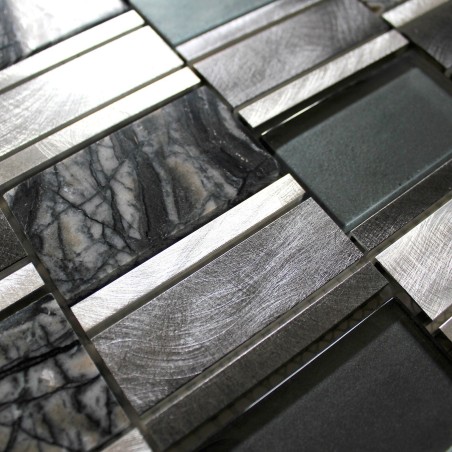 mosaico aluminio frente cocina ducha baño 1m Albi Gris mosaico aluminio frente cocina ducha baño 1m Albi Gris