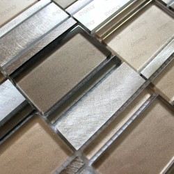 Mosaique d'aluminium et verre pour mur salle de bain et cuisine 1m Albi Marron
