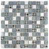 Mosaique carrelage verre 1 plaque NOIR MIX