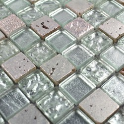 carrelage pierre et verre mosaique METALLIC SILVER