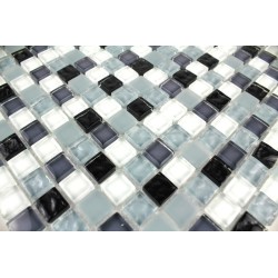 Mosaique carrelage verre 1 plaque NOIR MIX