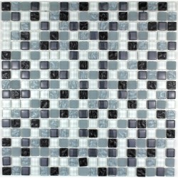 Carrelage mosaique verre salle de bain 1 plaque OPUS NOIR