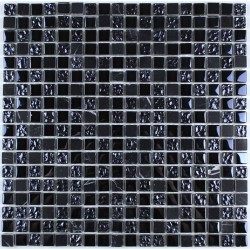 Mosaique carrelage verre 1 plaque NOIR MIX