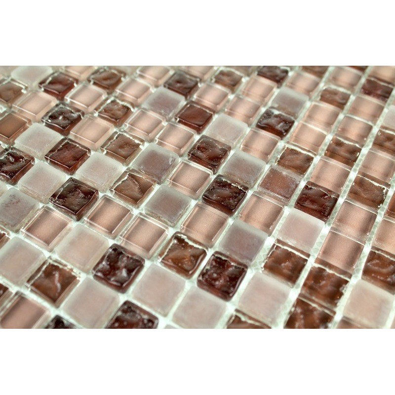 Carrelage mosaique verre 1 plaque OPUS MARRON