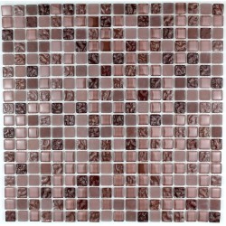Carrelage mosaique verre 1 plaque OPUS MARRON