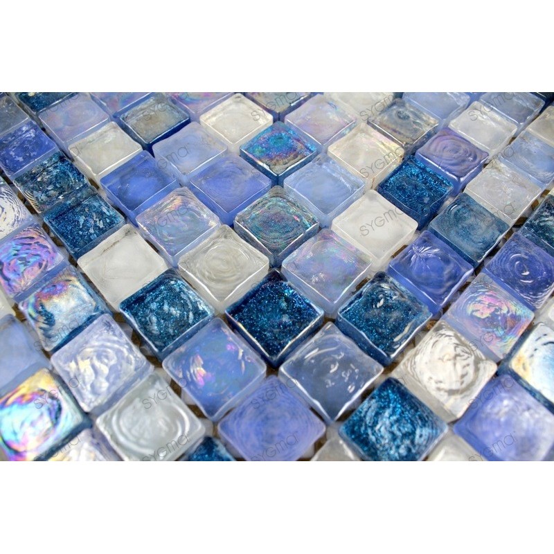 Mosaique carrelage verre 1 plaque ZENITH BLEU