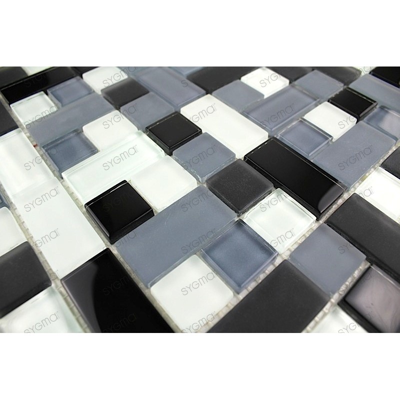Mosaic tiles glass plate mosaic shower Cubic noir 1sqm