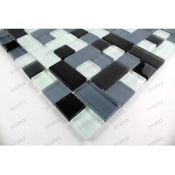 Mosaic tiles glass plate mosaic shower Cubic noir 1sqm